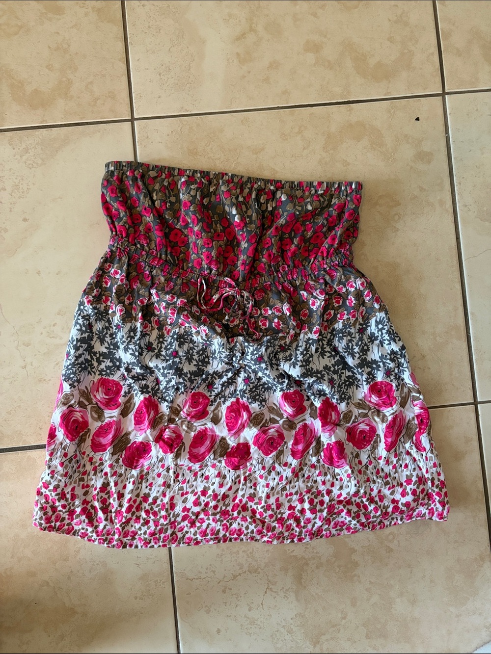 Strapless Floral Smocked Camisole - Pink Multi